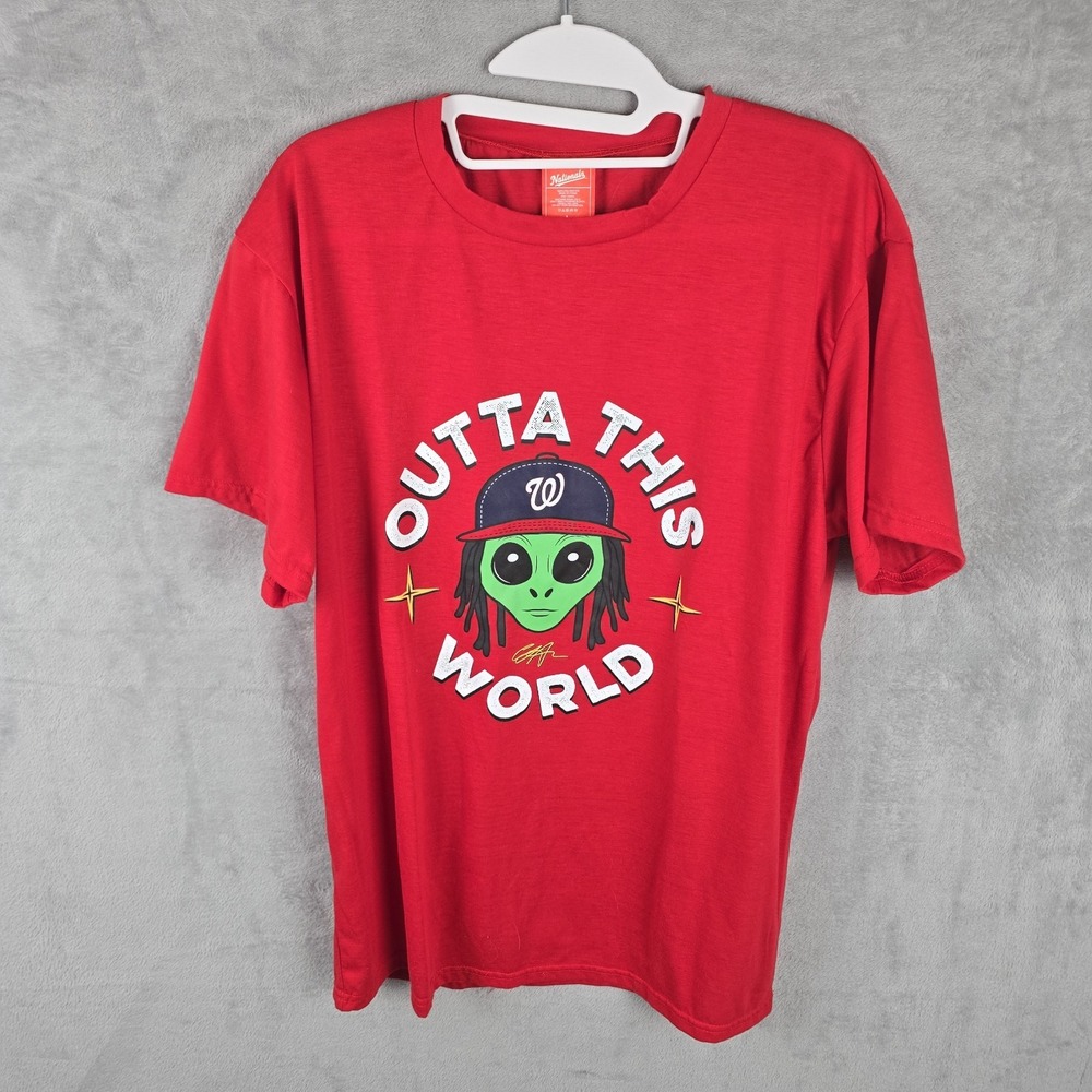 Washington Nationals Outta This World Alien Red Graphic T-Shirt Mens Large L